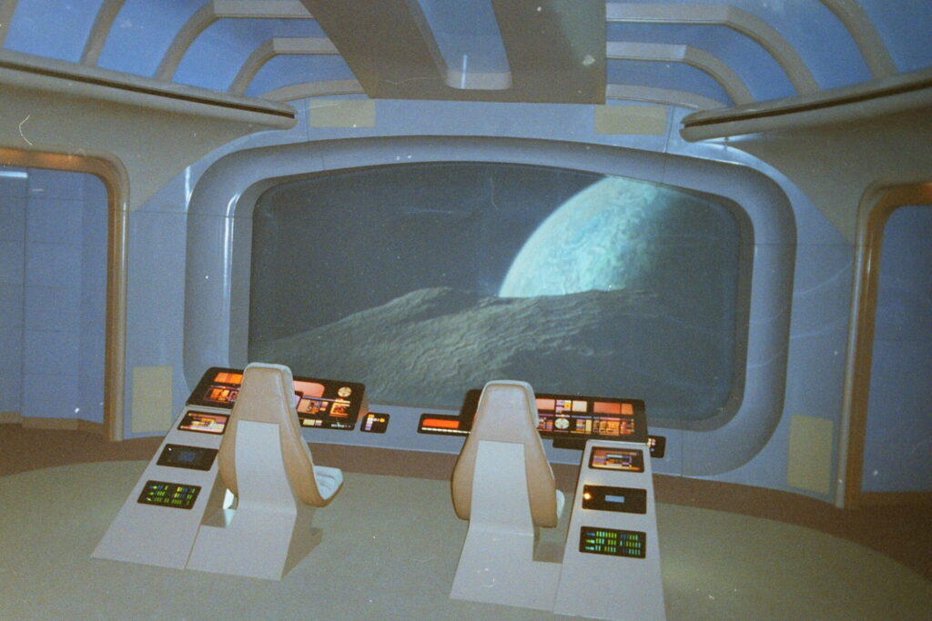 View of space from the deck of the Starship Enterprise 