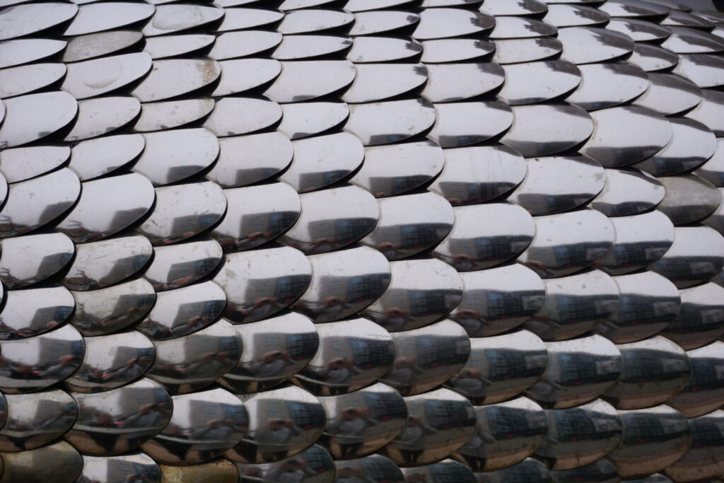 Close up of sculpture of a blue marlin

